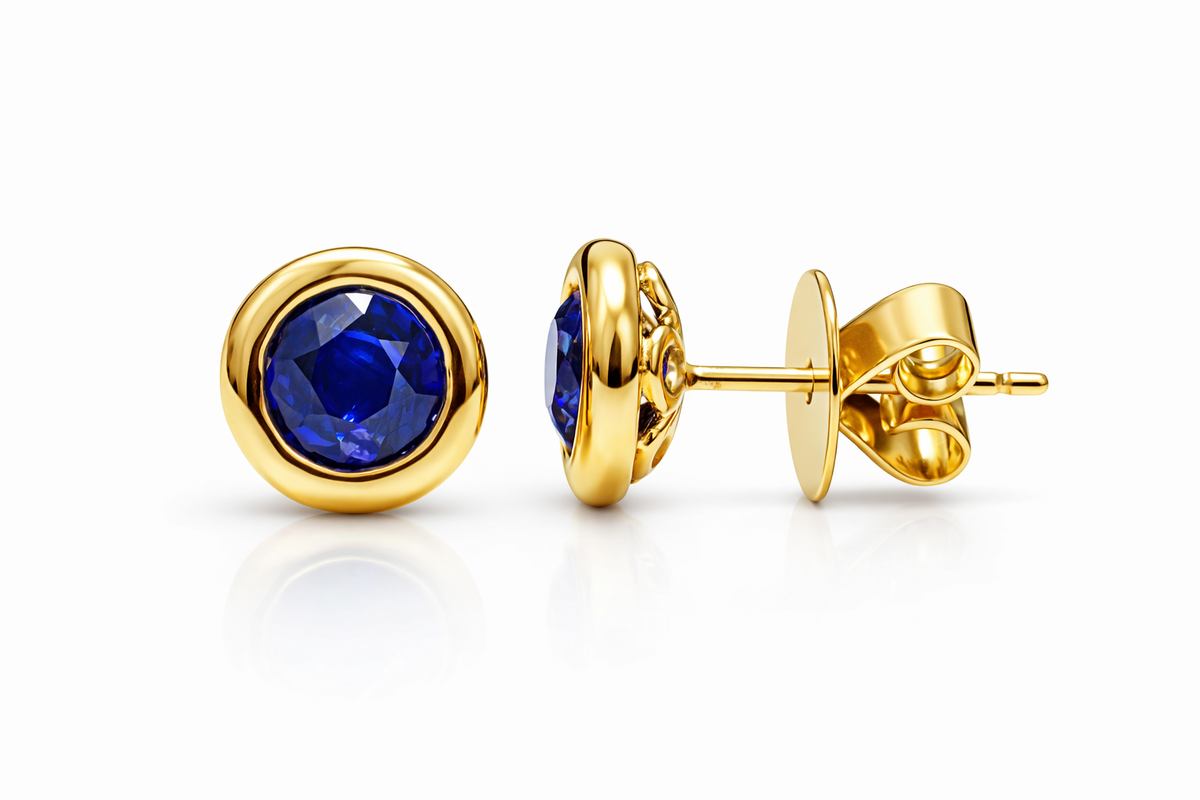 Bezel Set Sapphire Studs
