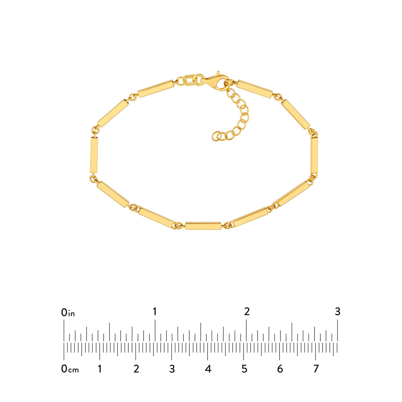 14K Yellow Gold Square Bar Bracelet 7.5in Polished Sleek Modern Design