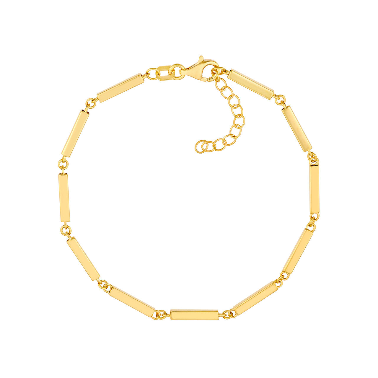 14K Yellow Gold Square Bar Bracelet 7.5in Polished Sleek Modern Design