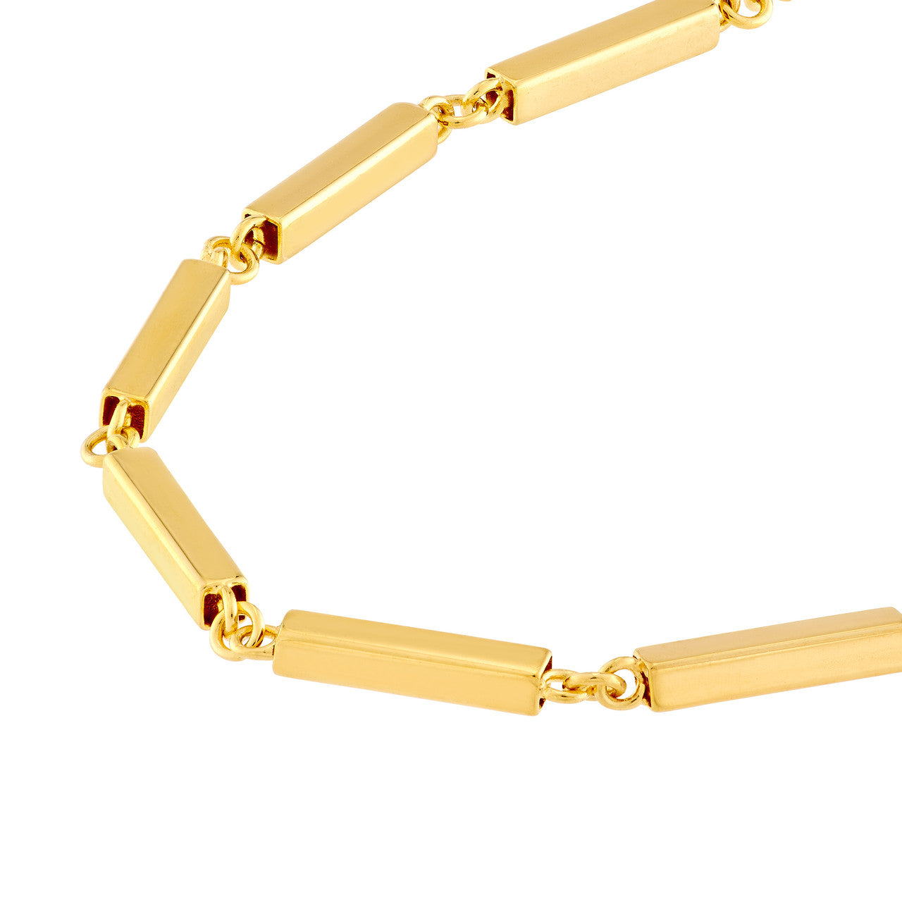14K Yellow Gold Square Bar Bracelet 7.5in Polished Sleek Modern Design