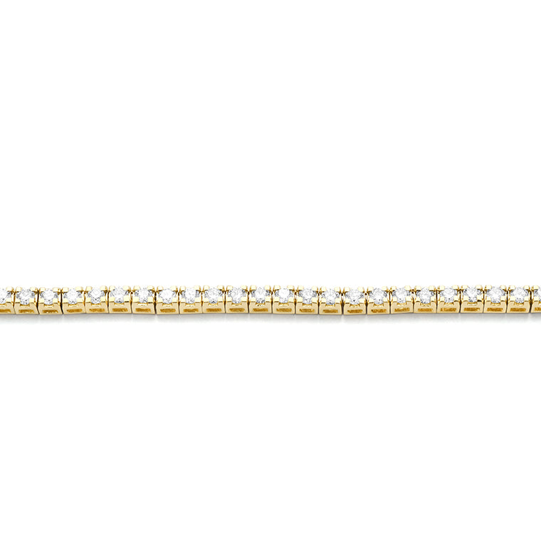 Lady's Yellow 14 Karat Tennis Necklace 18" With 17