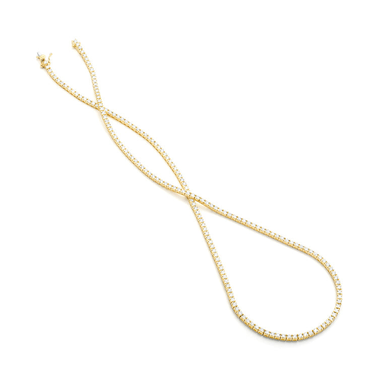 Lady's Yellow 14 Karat Tennis Necklace 18" With 17