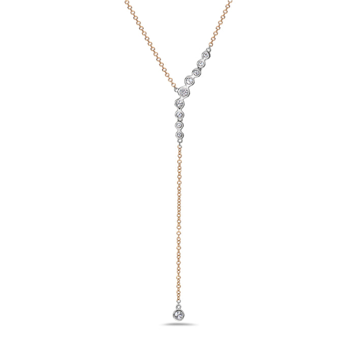 14K Two-Tone Diamond Lariat Necklace