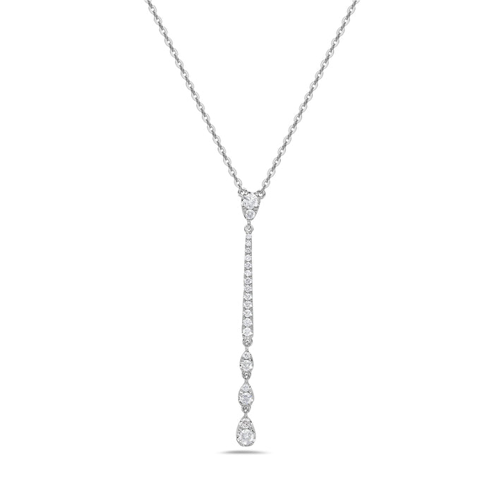 14K White Gold Diamond Lariat Necklace