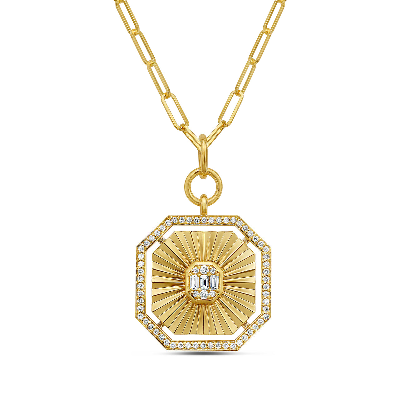 14K Yellow Gold Diamond Medallion Necklace – .68 CTW