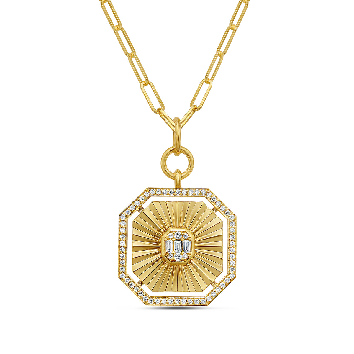 14K Yellow Gold Diamond Medallion Necklace – .68 CTW