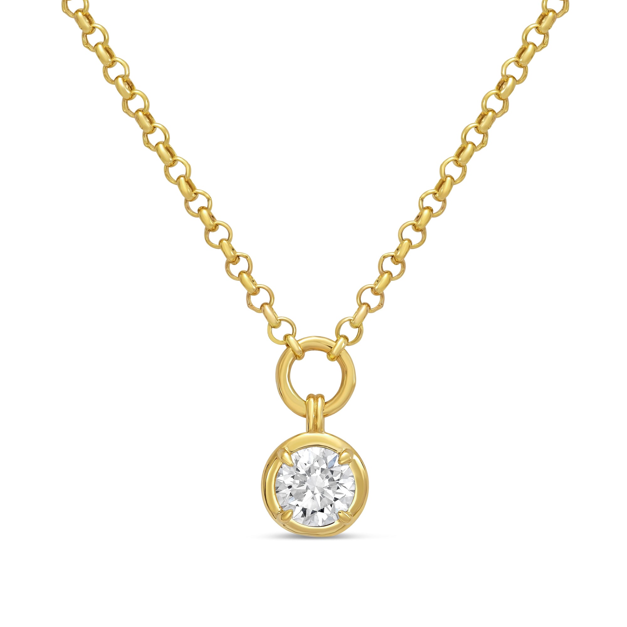 14K Yellow Gold Lab Grown Diamond Solitaire Necklace – .57 CT