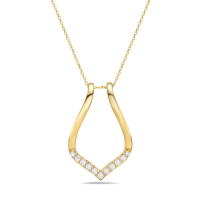 14K Yellow Gold Diamond Ring Holder Pendant