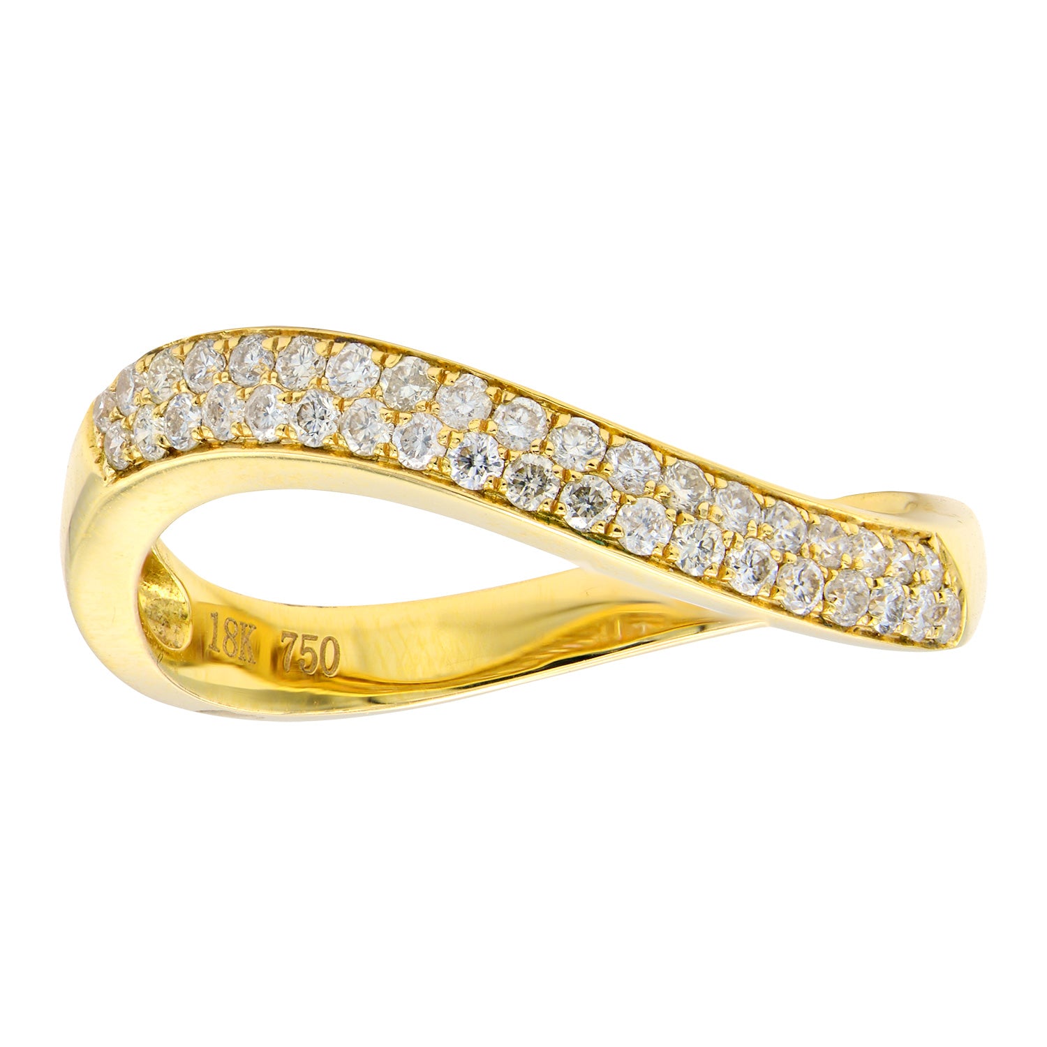 18KY Diamond Pave Wave Band D=.26ctw