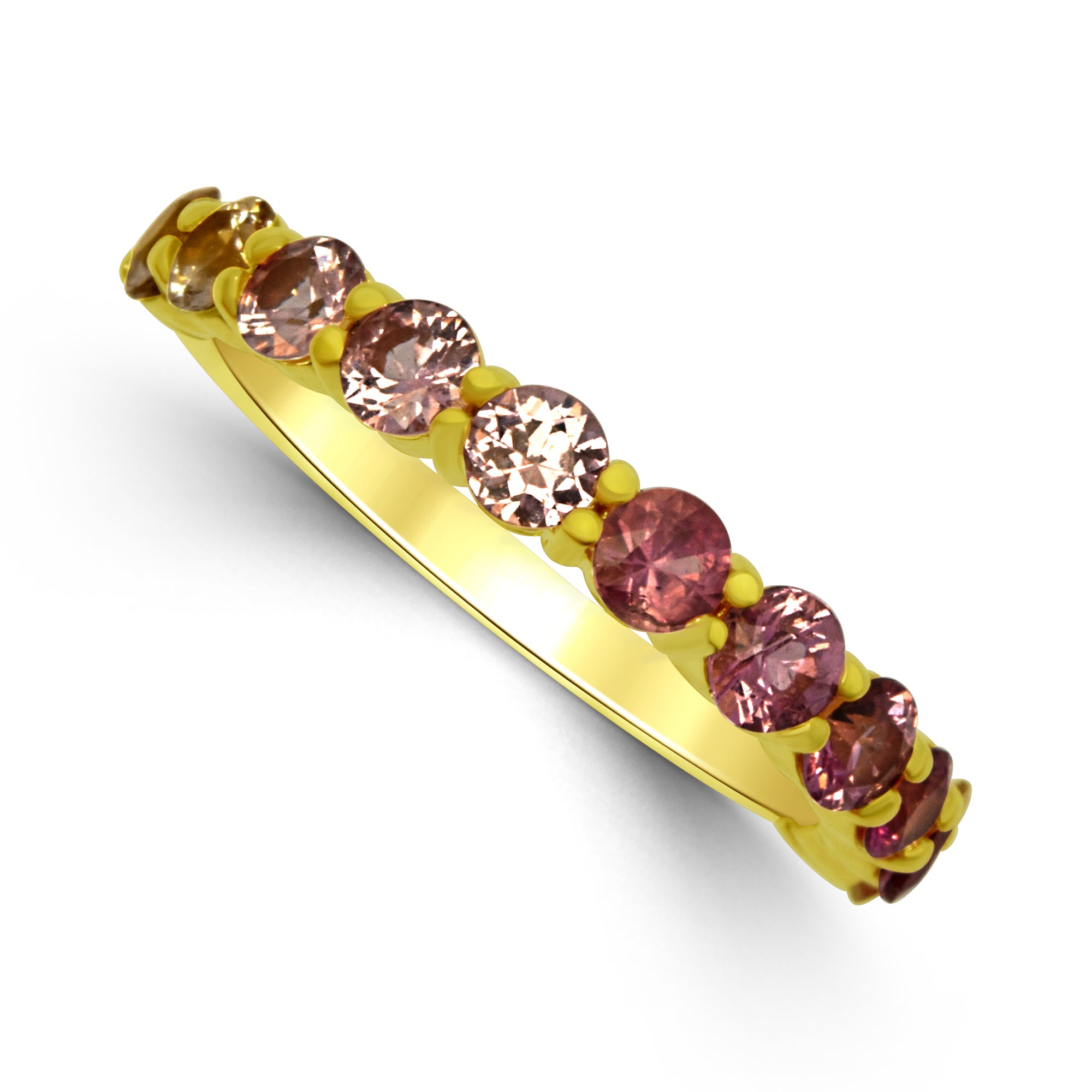 14K Yellow Gold Pink Ombre Sapphire Band Ring – 1.65 CTW