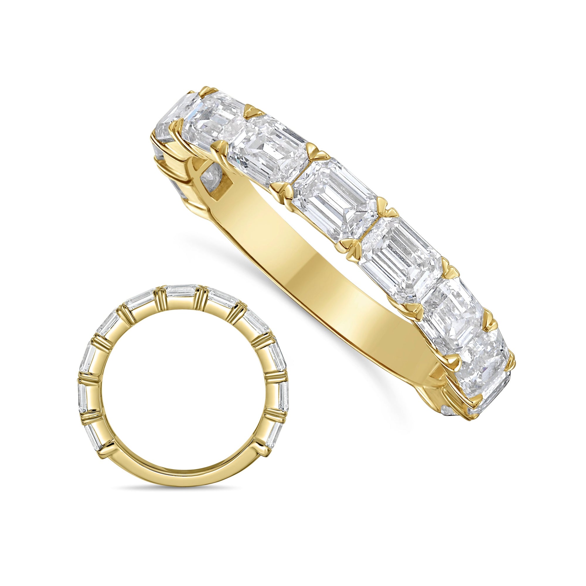 14K Yellow Gold Emerald Cut Lab Grown Diamond Eternity Band – 2.85 CTW