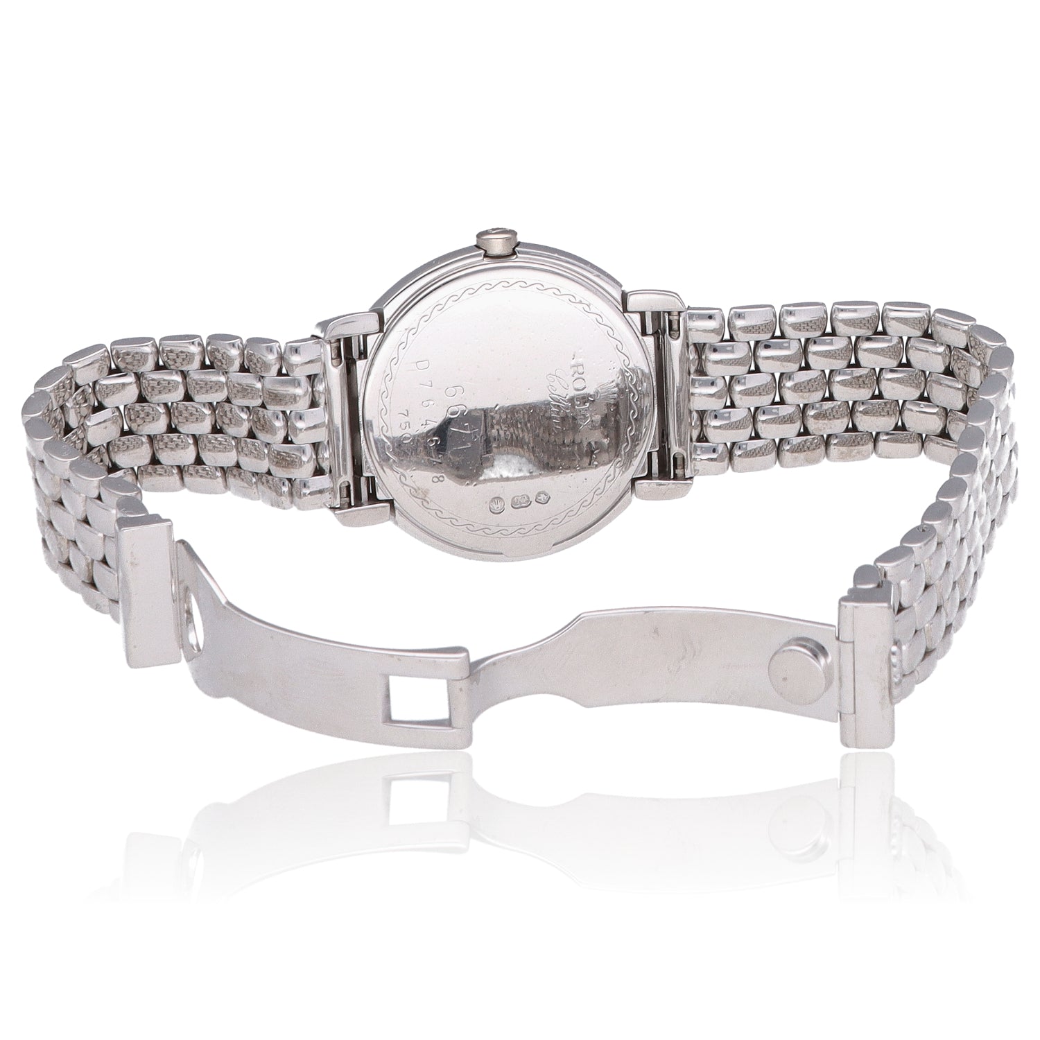 Pre-Owned Rolex Cellini 18K White Gold Diamond Mother-of-Pearl Dial Watch 6671