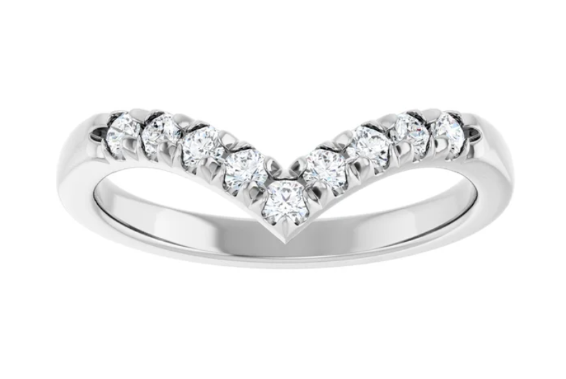 14KT WG Natural Diamond band, chevron,
