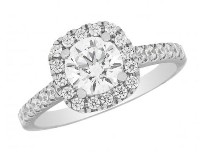 14 White Halo Engagement Ring with 1.03ct Round Di