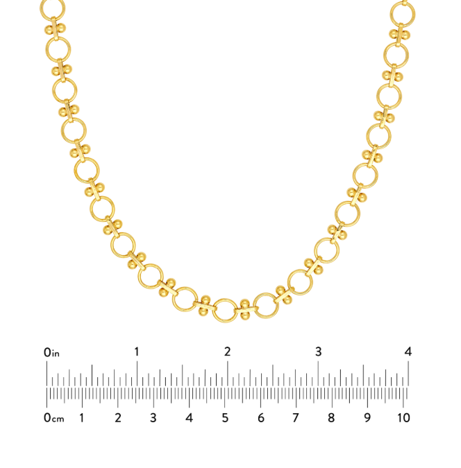 14K Yellow Gold Round Link Bar and Ball Chain Necklace – 18.5"