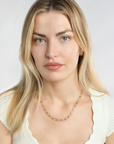 14K Yellow Gold Round Link Bar and Ball Chain Necklace – 18.5"