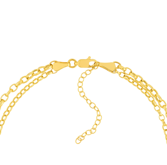 14K Yellow Gold Double Layer Light Oval Rolo Necklace – 18"