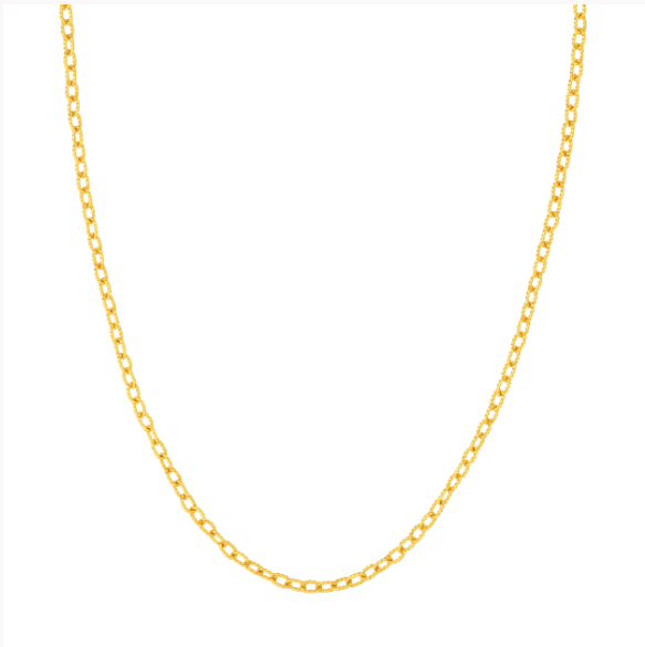 14K Yellow Gold Textured Forzentina Chain Necklace – 3.80mm, 18"