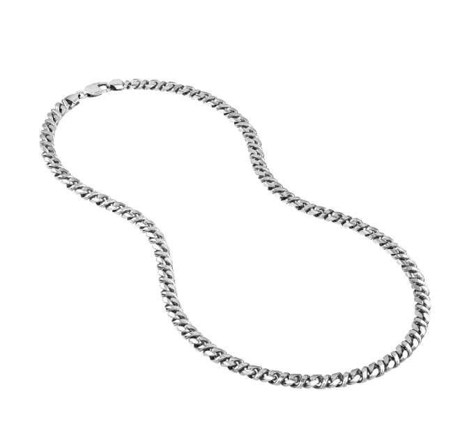Sterling Silver 7mm 8-Sided Diamond Cut Curb Chain Necklace – 22"