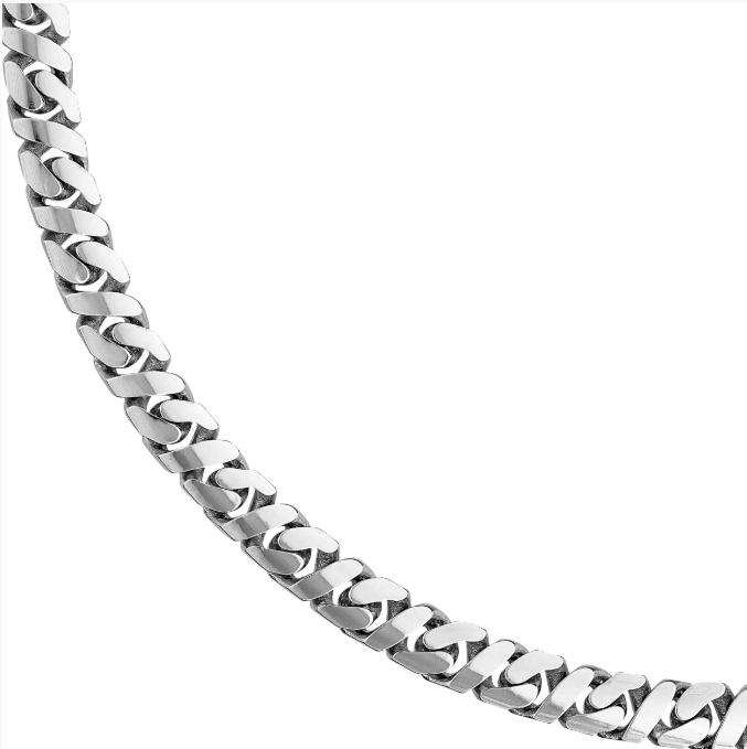 Sterling Silver 7mm 8-Sided Diamond Cut Curb Chain Necklace – 22"