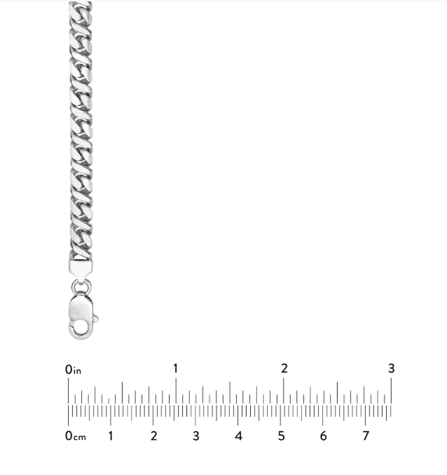 Sterling Silver 7mm 8-Sided Diamond Cut Curb Chain Bracelet – 8"