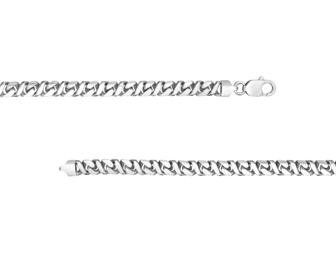 Sterling Silver 7mm 8-Sided Diamond Cut Curb Chain Bracelet – 8"