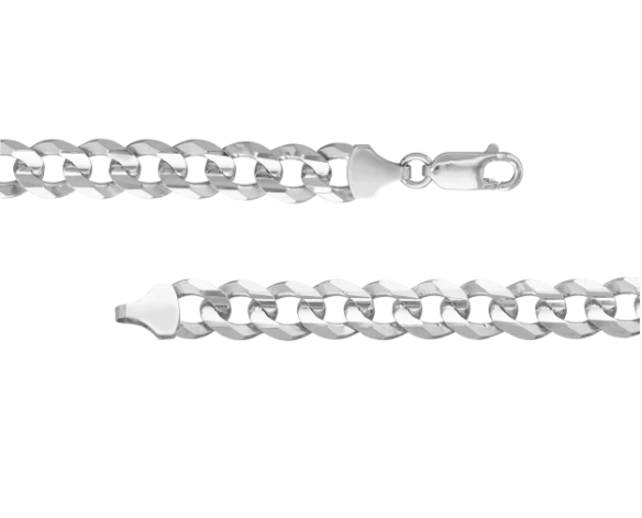 Sterling Silver 8.4mm Concave Open Cuban Curb Bracelet – 8.5"
