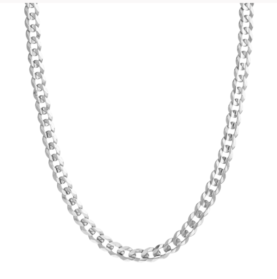 Sterling Silver 8.4mm Concave Open Cuban Curb Chain Necklace – 22"