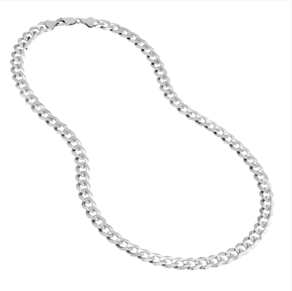 Sterling Silver 8.4mm Concave Open Cuban Curb Chain Necklace – 22"