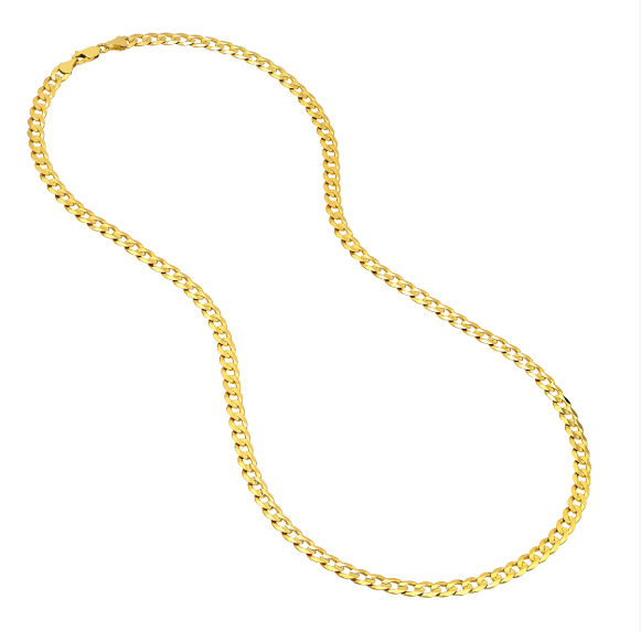 10K Yellow Gold Concave Cuban Chain Necklace – 22", 5.7mm