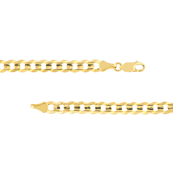 10K Yellow Gold Concave Cuban Chain Necklace – 22", 5.7mm