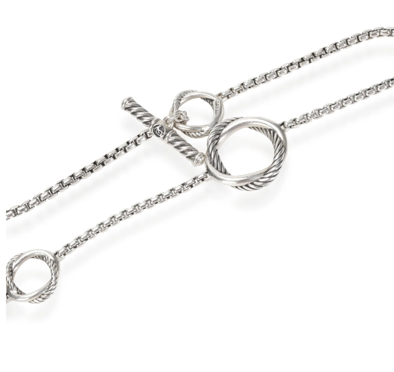 David Yurman Circle Pearl Station Necklace in Sterling Silver
