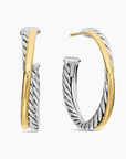 David Yurman Crossover Hoop Earrings in Sterling Silver and 18K Yellow Gold
