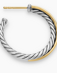 David Yurman Crossover Hoop Earrings in Sterling Silver and 18K Yellow Gold