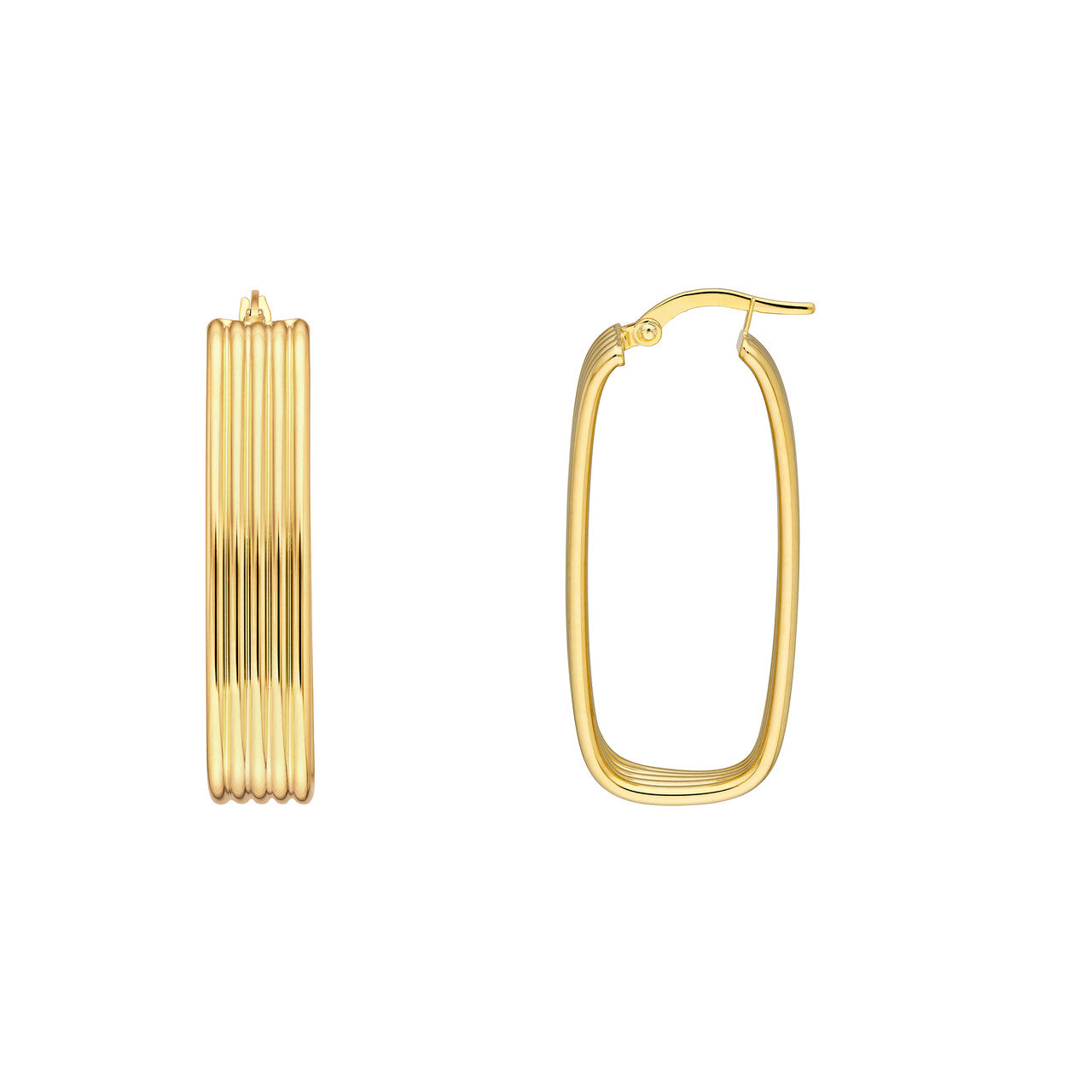 14K Yellow Gold Large Hoop Earrings with Polished Line Finish