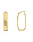 14K Yellow Gold Large Hoop Earrings with Polished Line Finish