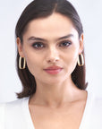 14K Yellow Gold Large Hoop Earrings with Polished Line Finish
