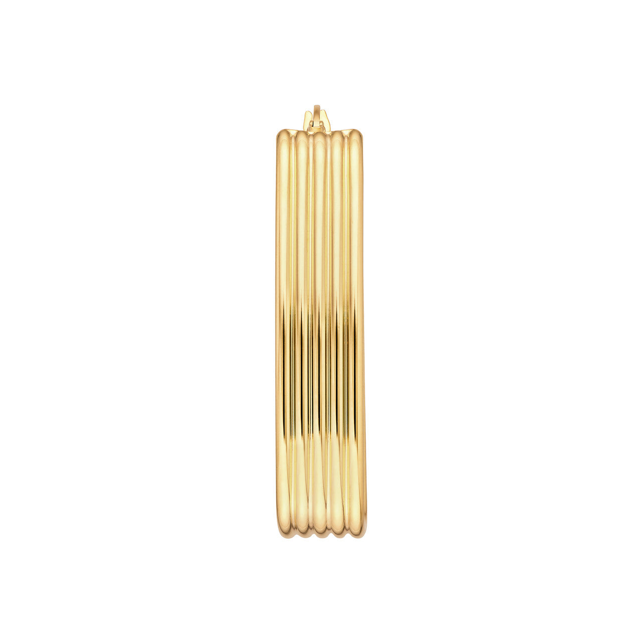 14K Yellow Gold Large Hoop Earrings with Polished Line Finish