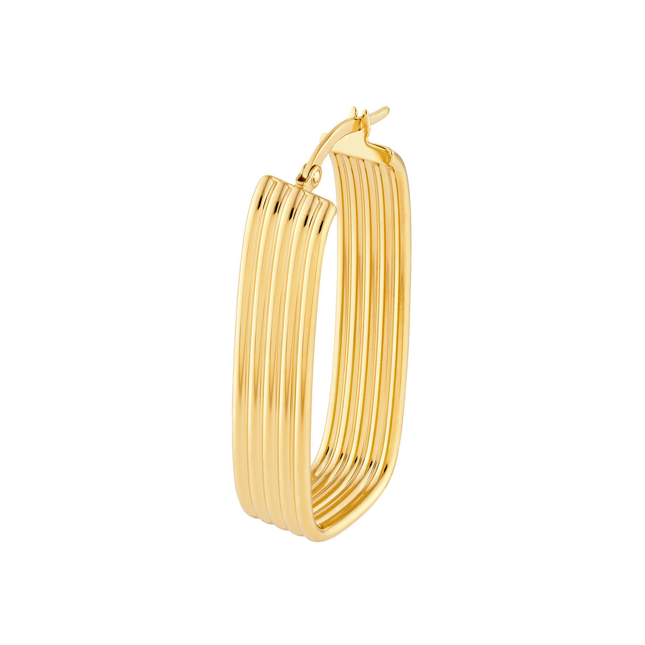 14K Yellow Gold Large Hoop Earrings with Polished Line Finish