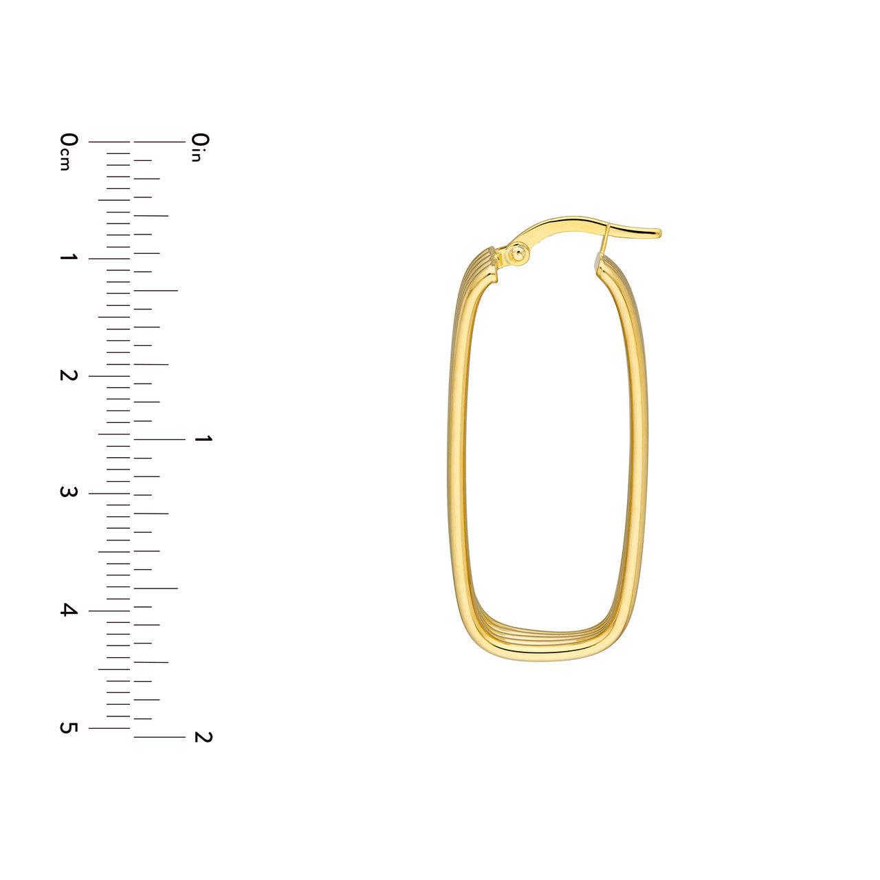 14K Yellow Gold Large Hoop Earrings with Polished Line Finish