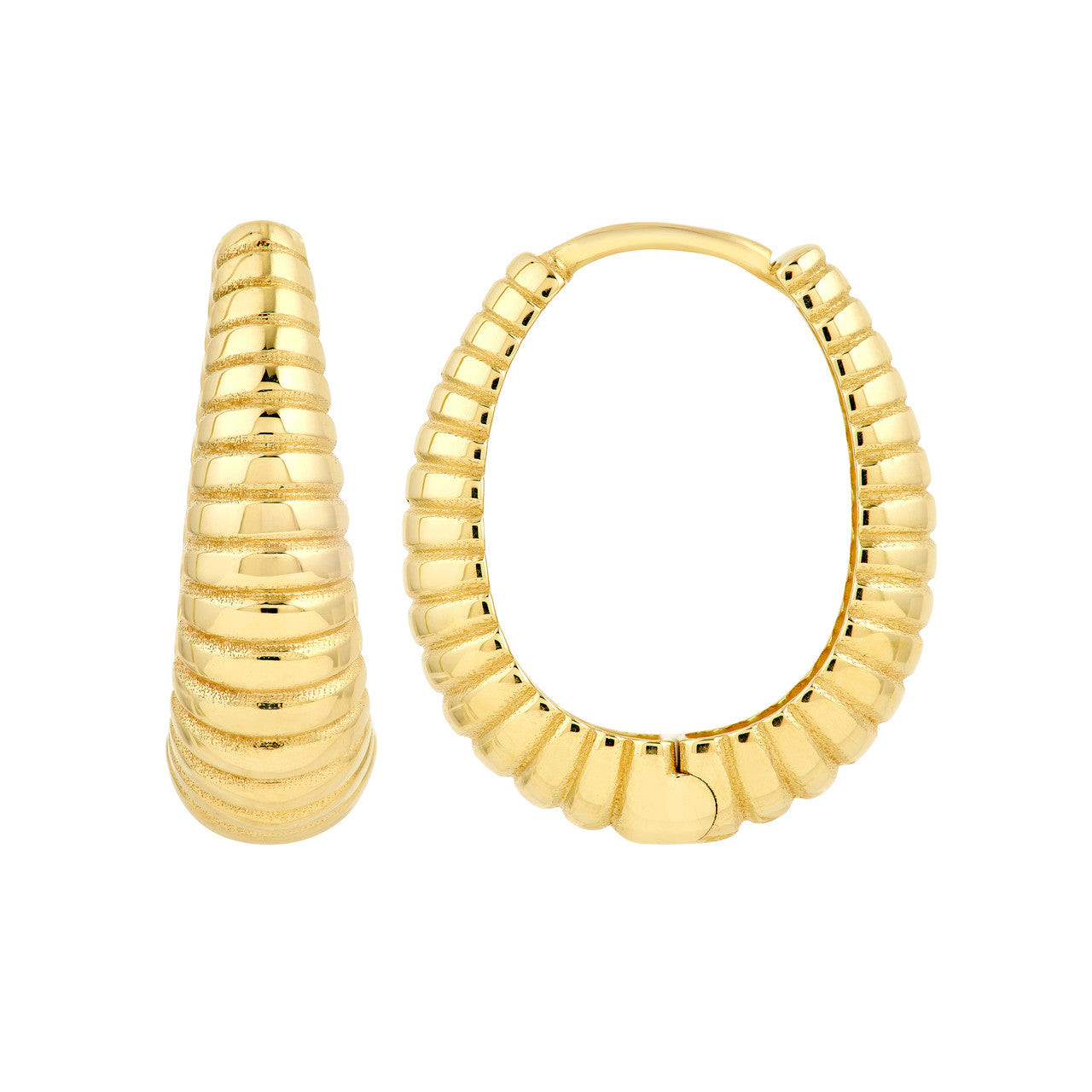 14K Yellow Gold Small Tapered Shrimp Hoop Earrings