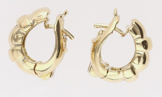 Tiffany &amp; Co 18K Gold Vannerie Basket Weave Hoop Earrings Hinged Backs