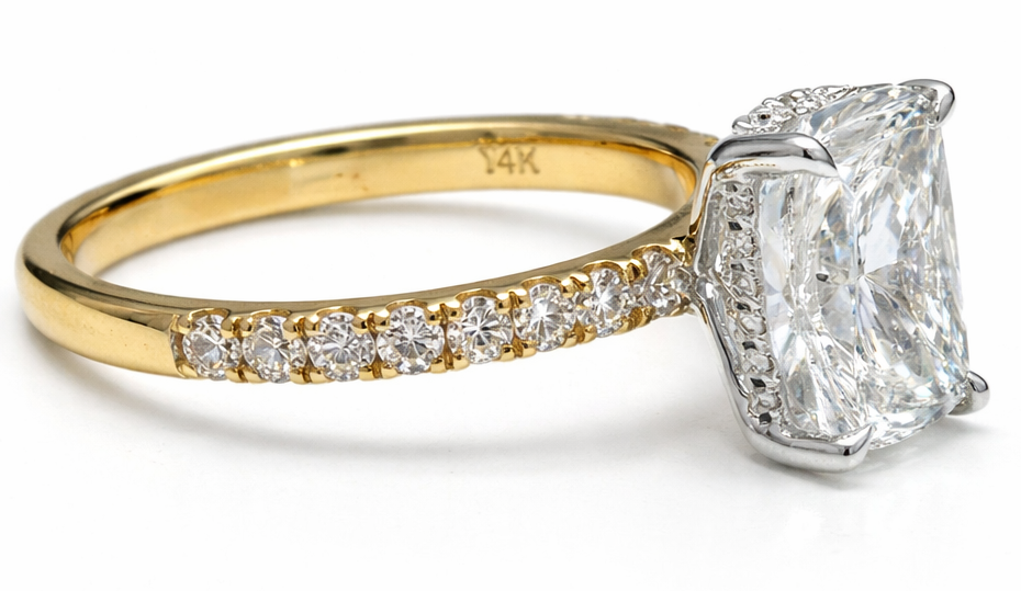 Cushion Diamond Hidden Halo Ring