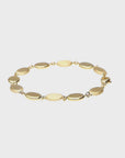14K Yellow Gold Medallion Bracelet Satin Polished 6.5in 5.9g Elegant