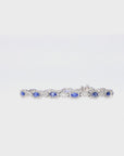 14K White Gold Sapphire Diamond Tennis Bracelet 6.15ctw Elegant Luxe