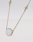 14K Yellow Gold Oval Opal & Diamond Station Necklace