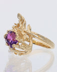 14K Yellow Gold Estate Amethyst & Pearl Flower Fashion Ring